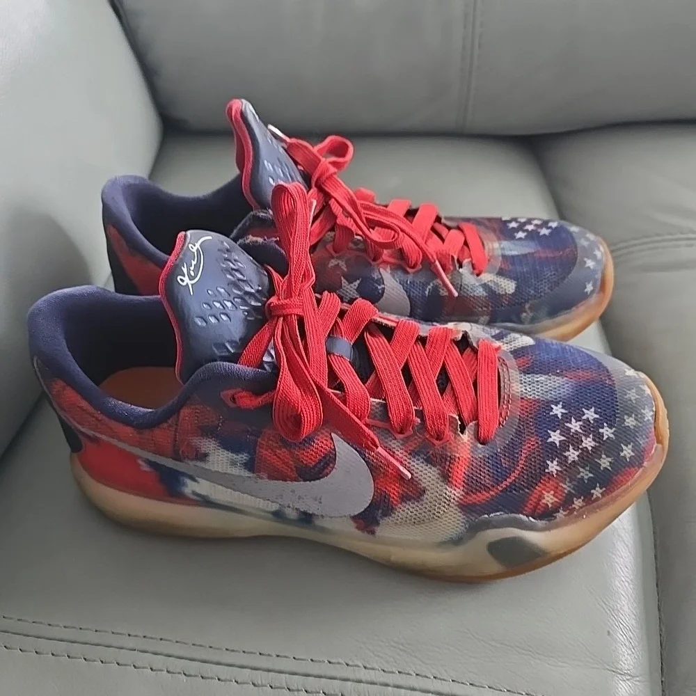 Nike Kobe 10 X American Flag Red/White/Blue USA Kids 726067-604 Boys‎ Size 5.5y